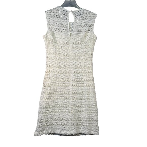 Sharagano Sleeveless Ivory Crochet Shift Dress Size 6 - Picture 3 of 6